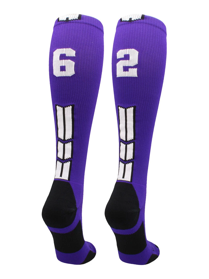 MadSportsStuff Purple Player ID Custom Number Over The Calf Socks For Softball Baseball Football Boys And Girls Softball Socks 18 MadSportsStuff Purple Player ID Custom Number Over The Calf Socks For Softball Baseball Football Boys And Girls Softball Socks