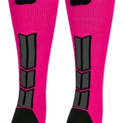 MadSportsStuff Baseball Socks Neon Pink And Black Player ID Custom Number Over The Calf Socks For Softball Baseball Football Boys And Girls