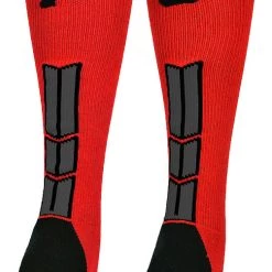 MadSportsStuff Red And Black Player ID Custom Number Over The Calf Socks For Softball Baseball Football Boys And Girls Baseball Socks