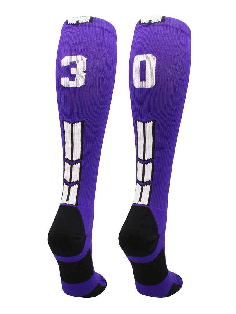 MadSportsStuff Purple Player ID Custom Number Over The Calf Socks For Softball Baseball Football Boys And Girls Softball Socks 100 MadSportsStuff Purple Player ID Custom Number Over The Calf Socks For Softball Baseball Football Boys And Girls Softball Socks