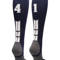 MadSportsStuff Navy Player ID Custom Number Over The Calf Socks For Softball Baseball Football Boys And Girls