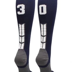 MadSportsStuff Navy Player ID Custom Number Over The Calf Socks For Softball Baseball Football Boys And Girls Softball Socks
