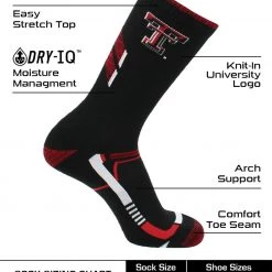 TCK Texas Tech Red Raiders Socks Texas Tech University Red Raiders Champion Crew Socks