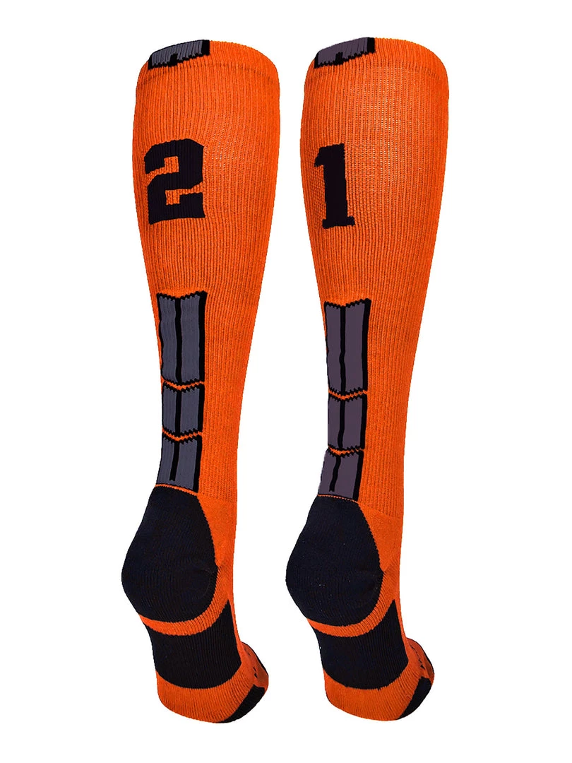 MadSportsStuff Orange And Black Player ID Custom Number Over The Calf Socks For Softball Baseball Football Boys And Girls 58 MadSportsStuff Orange And Black Player ID Custom Number Over The Calf Socks For Softball Baseball Football Boys And Girls