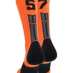 MadSportsStuff Orange And Black Player ID Custom Number Crew Socks For Basketball Lacrosse Volleyball Boys And Girls