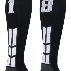 MadSportsStuff Black Player ID Custom Number Over The Calf Socks For Softball Baseball Football Boys And Girls