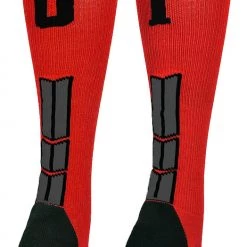 MadSportsStuff Red And Black Player ID Custom Number Over The Calf Socks For Softball Baseball Football Boys And Girls Baseball Socks 183 MadSportsStuff Red And Black Player ID Custom Number Over The Calf Socks For Softball Baseball Football Boys And Girls Baseball Socks