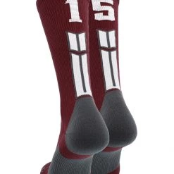 MadSportsStuff Maroon Player ID Custom Number Crew Socks For Basketball Lacrosse Volleyball Boys And Girls