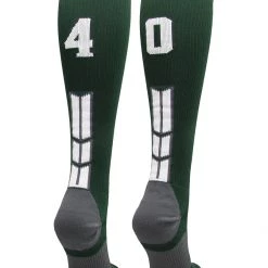 MadSportsStuff Dark Green Player ID Custom Number Over The Calf Socks For Softball Baseball Football Boys And Girls Softball Socks