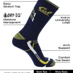 TCK Cal Bears Socks University Of California Berkeley Golden Bears Champion Crew Socks All Schools
