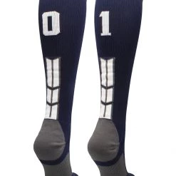 MadSportsStuff Navy Player ID Custom Number Over The Calf Socks For Softball Baseball Football Boys And Girls