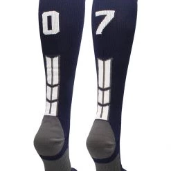 MadSportsStuff Navy Player ID Custom Number Over The Calf Socks For Softball Baseball Football Boys And Girls Softball Socks