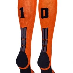 MadSportsStuff Orange And Black Player ID Custom Number Over The Calf Socks For Softball Baseball Football Boys And Girls 174 MadSportsStuff Orange And Black Player ID Custom Number Over The Calf Socks For Softball Baseball Football Boys And Girls