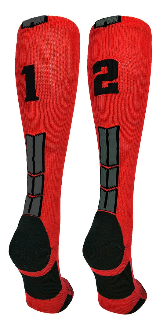 MadSportsStuff Red And Black Player ID Custom Number Over The Calf Socks For Softball Baseball Football Boys And Girls Baseball Socks 67 MadSportsStuff Red And Black Player ID Custom Number Over The Calf Socks For Softball Baseball Football Boys And Girls Baseball Socks