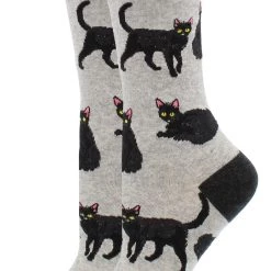 WHD Black Cat Socks For Women Gift For Animal Lovers Crazy Socks - Crew