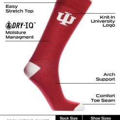 TCK All Schools Indiana Hoosiers Dress Socks Dean's List Crew Length Socks 6 TCK All Schools Indiana Hoosiers Dress Socks Dean's List Crew Length Socks
