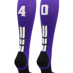 MadSportsStuff Purple Player ID Custom Number Over The Calf Socks For Softball Baseball Football Boys And Girls Softball Socks 195 MadSportsStuff Purple Player ID Custom Number Over The Calf Socks For Softball Baseball Football Boys And Girls Softball Socks