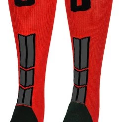 MadSportsStuff Red And Black Player ID Custom Number Over The Calf Socks For Softball Baseball Football Boys And Girls Baseball Socks