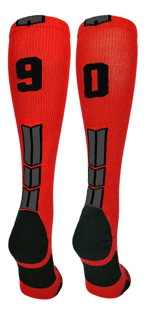 MadSportsStuff Red And Black Player ID Custom Number Over The Calf Socks For Softball Baseball Football Boys And Girls Baseball Socks 40 MadSportsStuff Red And Black Player ID Custom Number Over The Calf Socks For Softball Baseball Football Boys And Girls Baseball Socks