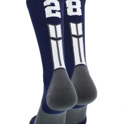 MadSportsStuff Volleyball Socks Navy Player ID Custom Number Crew Socks For Basketball Lacrosse Volleyball Boys And Girls