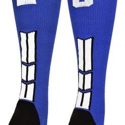 MadSportsStuff Baseball Socks Royal Player ID Custom Number Over The Calf Socks For Softball Baseball Football Boys And Girls