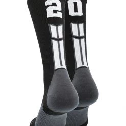 MadSportsStuff Black Player ID Custom Number Crew Socks For Basketball Lacrosse Volleyball Boys And Girls Volleyball Socks