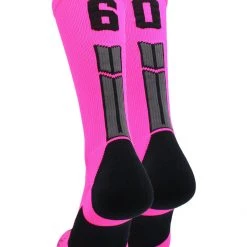 MadSportsStuff Neon Pink And Black Player ID Custom Number Crew Socks For Basketball Lacrosse Volleyball Boys And Girls 123 MadSportsStuff Neon Pink And Black Player ID Custom Number Crew Socks For Basketball Lacrosse Volleyball Boys And Girls