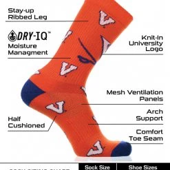 TCK Virginia Cavaliers Socks Crew Length Sock Mayhem All Schools