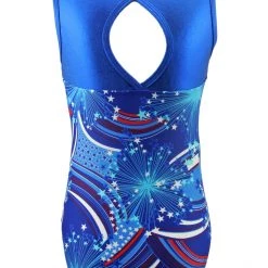 MadSportsStuff Leotards Keyhole Style USA Pride Girls Gymnastics Leotard