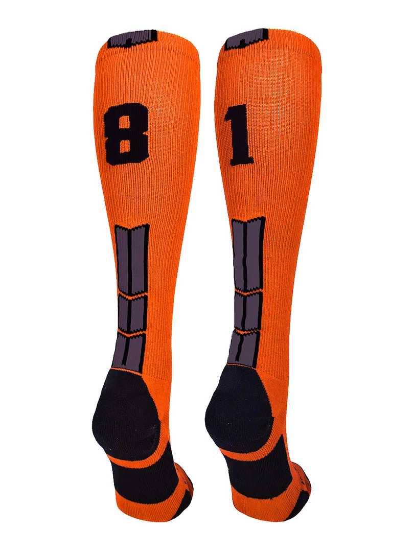 MadSportsStuff Softball Socks Orange And Black Player ID Custom Number Over The Calf Socks For Softball Baseball Football Boys And Girls 49 MadSportsStuff Softball Socks Orange And Black Player ID Custom Number Over The Calf Socks For Softball Baseball Football Boys And Girls