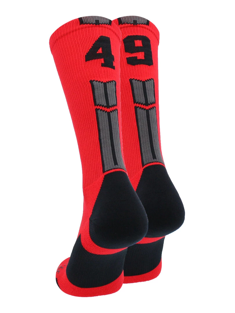 MadSportsStuff Red And Black Player ID Custom Number Crew Socks For Basketball Lacrosse Volleyball Boys And Girls 55 MadSportsStuff Red And Black Player ID Custom Number Crew Socks For Basketball Lacrosse Volleyball Boys And Girls
