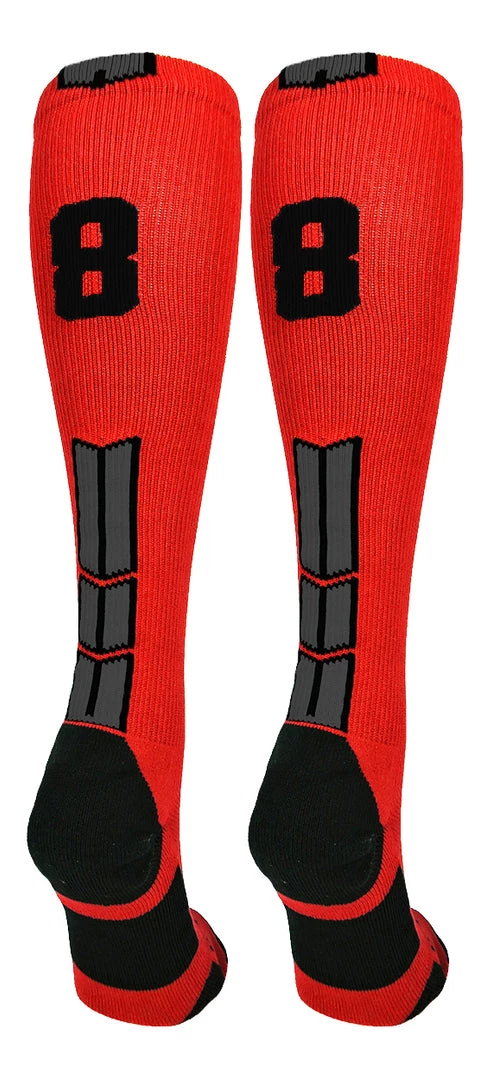 MadSportsStuff Red And Black Player ID Custom Number Over The Calf Socks For Softball Baseball Football Boys And Girls Baseball Socks 42 MadSportsStuff Red And Black Player ID Custom Number Over The Calf Socks For Softball Baseball Football Boys And Girls Baseball Socks