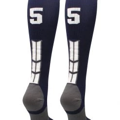 MadSportsStuff Navy Player ID Custom Number Over The Calf Socks For Softball Baseball Football Boys And Girls