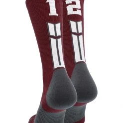 MadSportsStuff Maroon Player ID Custom Number Crew Socks For Basketball Lacrosse Volleyball Boys And Girls Volleyball Socks