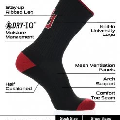 TCK OU Oklahoma Sooners Socks Campus Legend Crew Length All Schools