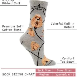 WHD Cocker Spaniel Socks For Women Gift For Dog Lovers Crazy Socks - Crew