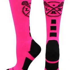 MadSportsStuff LAX Lacrosse Socks With Lacrosse Sticks Athletic Crew Socks (multiple Colors)