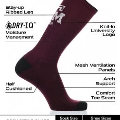 TCK Texas A&M Aggies Socks Campus Legend Crew Length All Schools