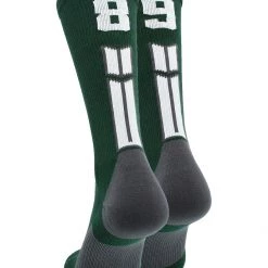 MadSportsStuff Volleyball Socks Dark Green Player ID Custom Number Crew Socks For Basketball Lacrosse Volleyball Boys And Girls