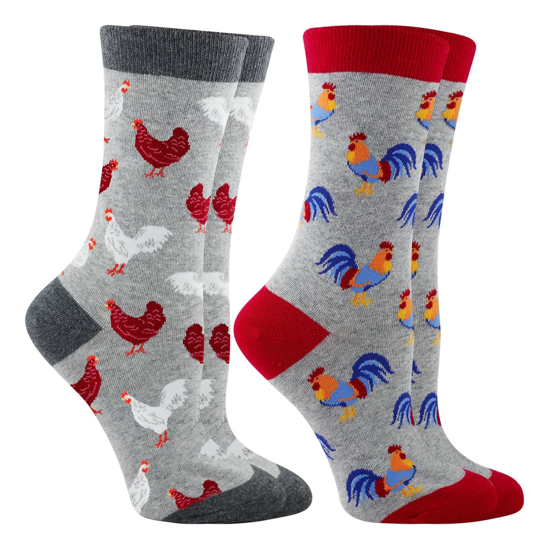 WHD Chicken Socks With Hens And Roosters For Women - Chicken Lovers Gift - 2-Pack Crazy Socks - Crew 1 WHD Chicken Socks With Hens And Roosters For Women - Chicken Lovers Gift - 2-Pack Crazy Socks - Crew