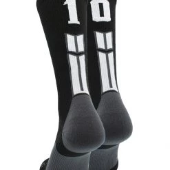 MadSportsStuff Black Player ID Custom Number Crew Socks For Basketball Lacrosse Volleyball Boys And Girls Volleyball Socks