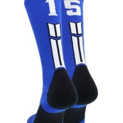 MadSportsStuff Volleyball Socks Royal Player ID Custom Number Crew Socks For Basketball Lacrosse Volleyball Boys And Girls