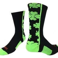 TCK Shamrock Lucky Clover Socks Crew Length Basketball Socks