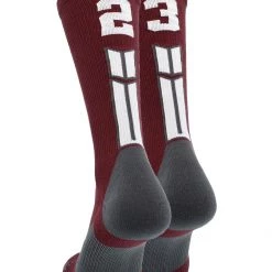 MadSportsStuff Maroon Player ID Custom Number Crew Socks For Basketball Lacrosse Volleyball Boys And Girls Volleyball Socks