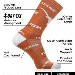 TCK All Schools Texas Longhorns Socks Crew Length Sock Mayhem
