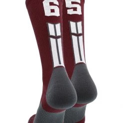MadSportsStuff Maroon Player ID Custom Number Crew Socks For Basketball Lacrosse Volleyball Boys And Girls Volleyball Socks