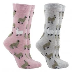 WHD Llama Socks For Women With Fuzzy Llamas - Llama Lovers Gift - 2-Pack