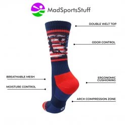 MadSportsStuff USA Football Socks With American Flag And Player Crew Length 8 MadSportsStuff USA Football Socks With American Flag And Player Crew Length