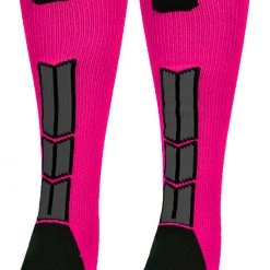 MadSportsStuff Baseball Socks Neon Pink And Black Player ID Custom Number Over The Calf Socks For Softball Baseball Football Boys And Girls