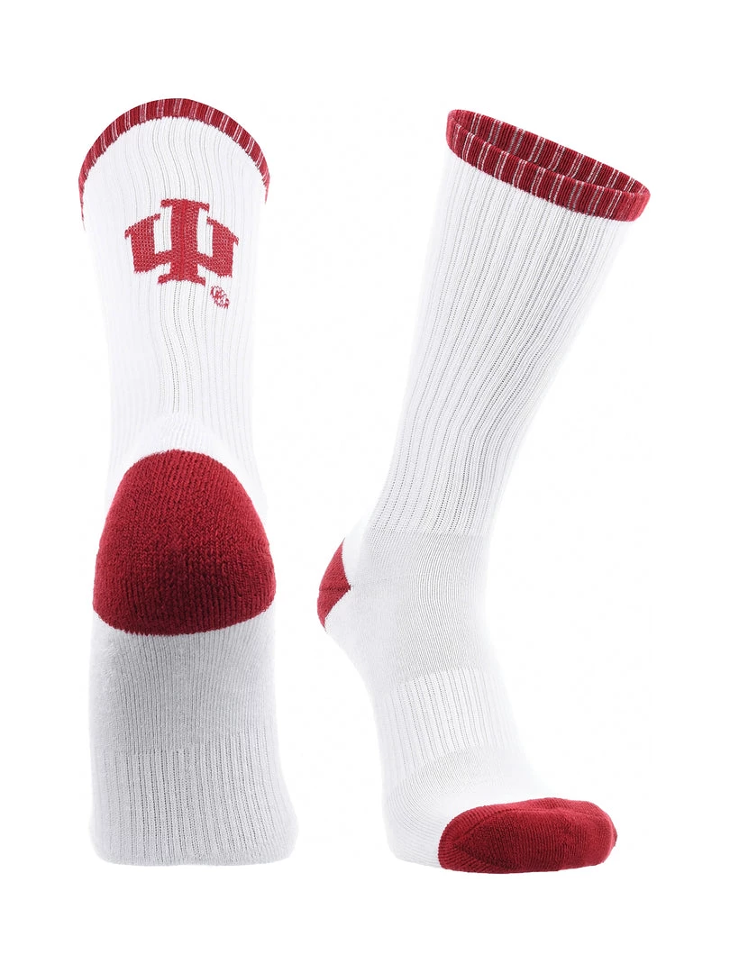 TCK All Schools Indiana Hoosiers Socks Basic Crew White Socks 1 TCK All Schools Indiana Hoosiers Socks Basic Crew White Socks